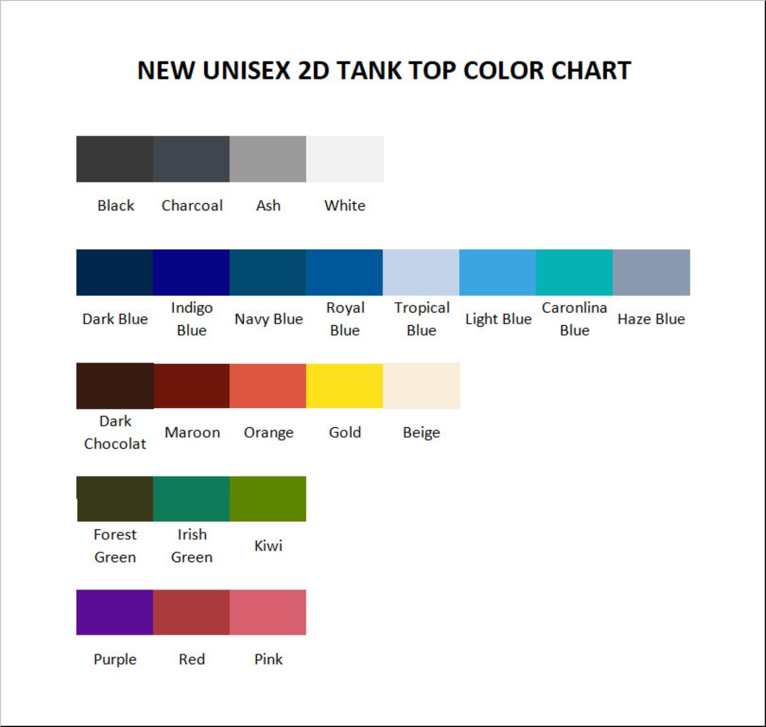 tank top color chart - The Simpsons Merchandise